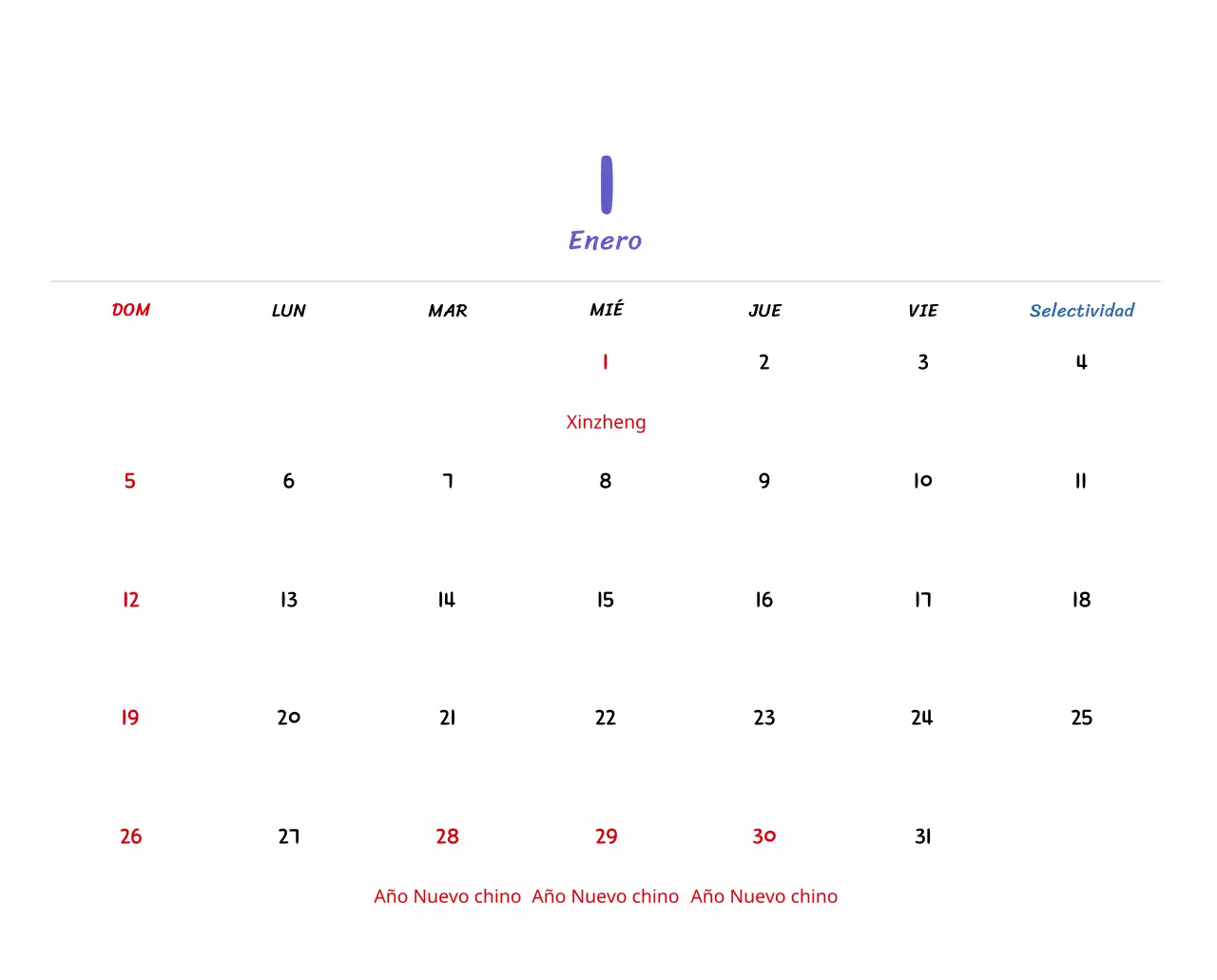 Calendario de Año Nuevo con simpáticas ilustraciones
