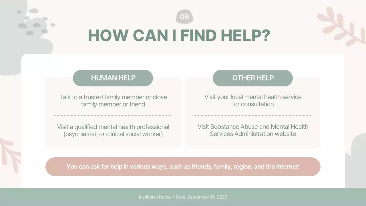 Beige Modern Mental Health Guide Presentation