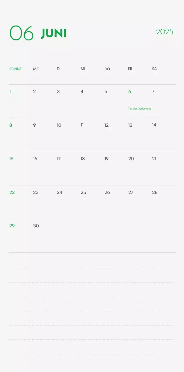 Ein Kalender mit einem Welpenfoto und einer süßen Botschaft in grüner Akzentfarbe