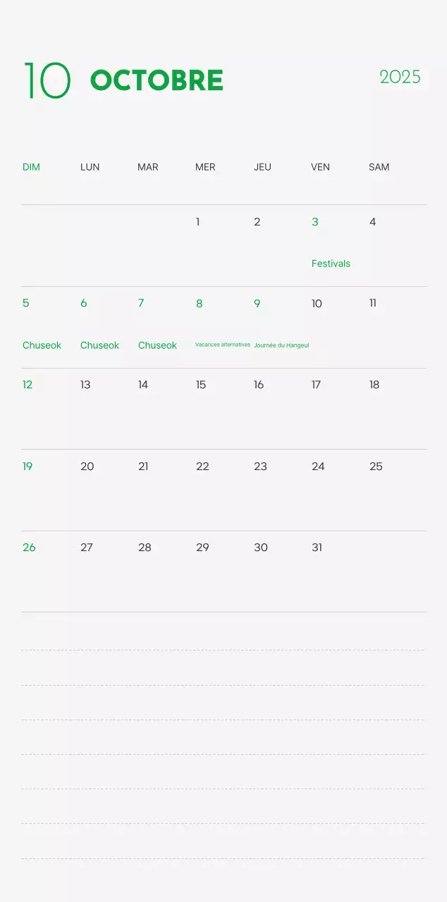 Un calendrier avec une photo de chiot et un message mignon dans une couleur verte.