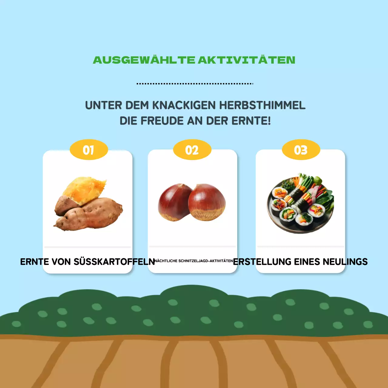 Informationen zur Ernte der schönen blauen und gelben Herbstfarben