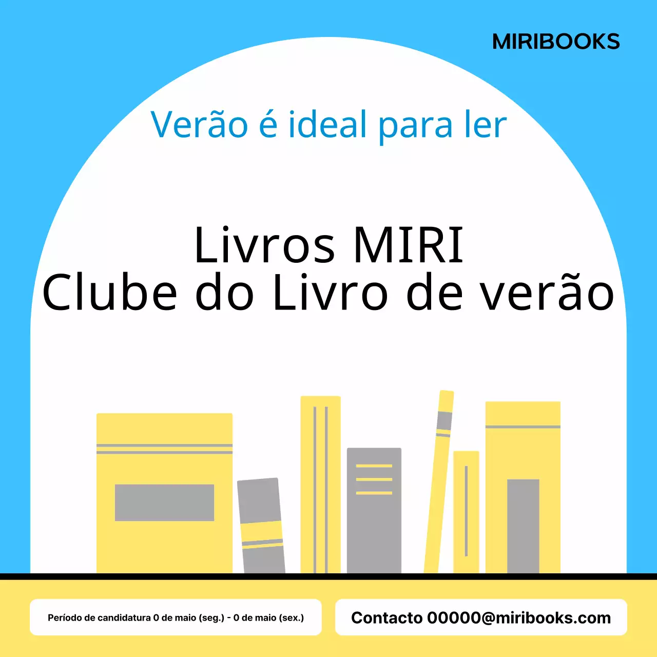Promover um clube de leitura de verão minimalista em amarelo e azul