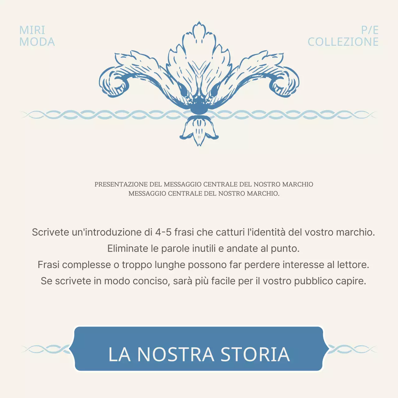 Accessori classici del marchio in avorio e azzurro