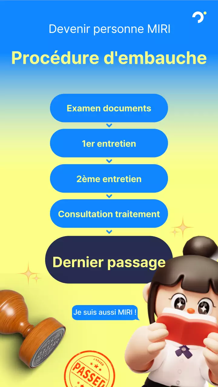 Une jolie annonce de recrutement bleue et jaune