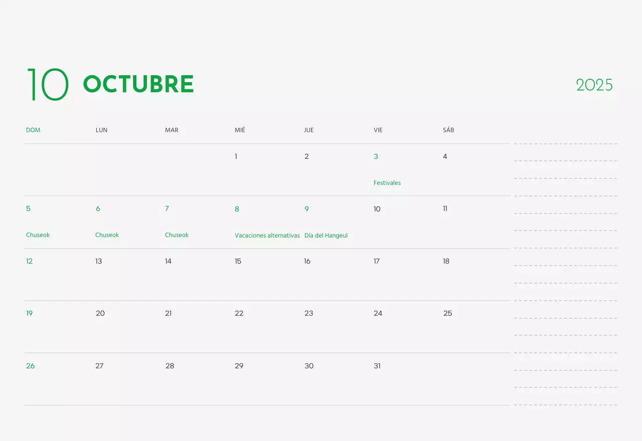 Un calendario con una foto de un cachorro y un bonito mensaje en color verde