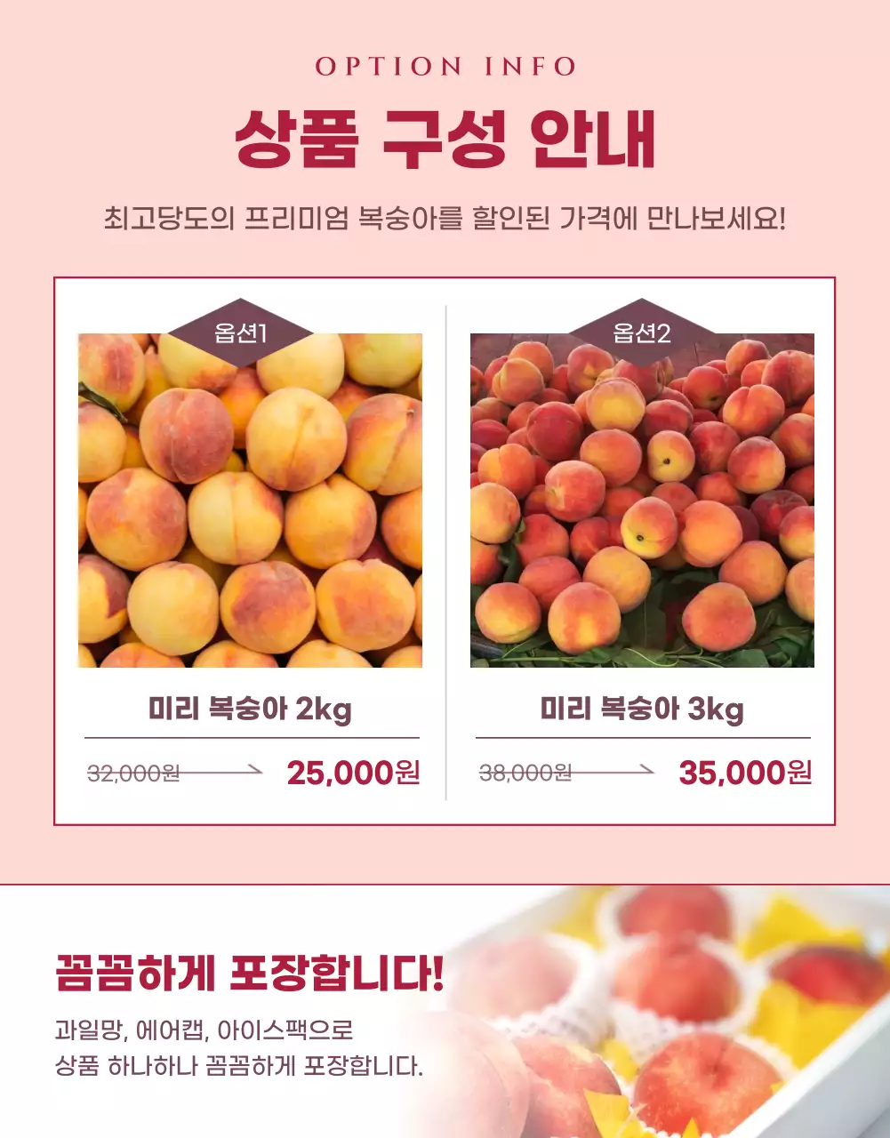 핑크색의 모던한 복숭아 홍보