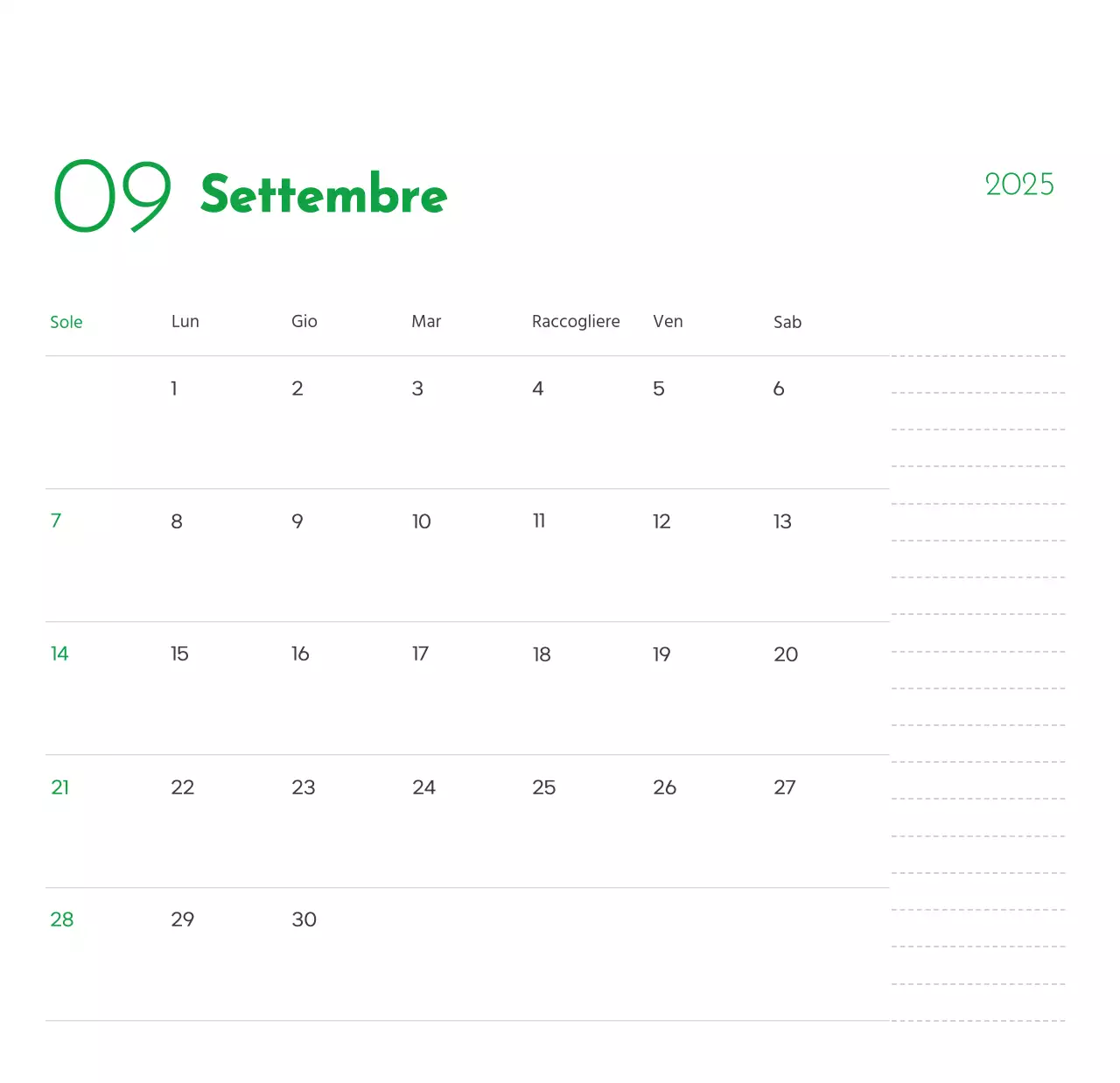 Un calendario con la foto di un cucciolo e un simpatico messaggio in colore verde.