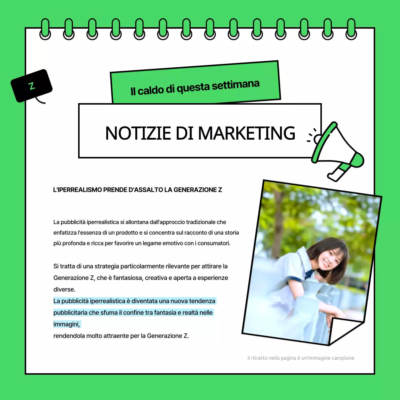 Una newsletter di riferimento per il marketing verde lime e minimalista