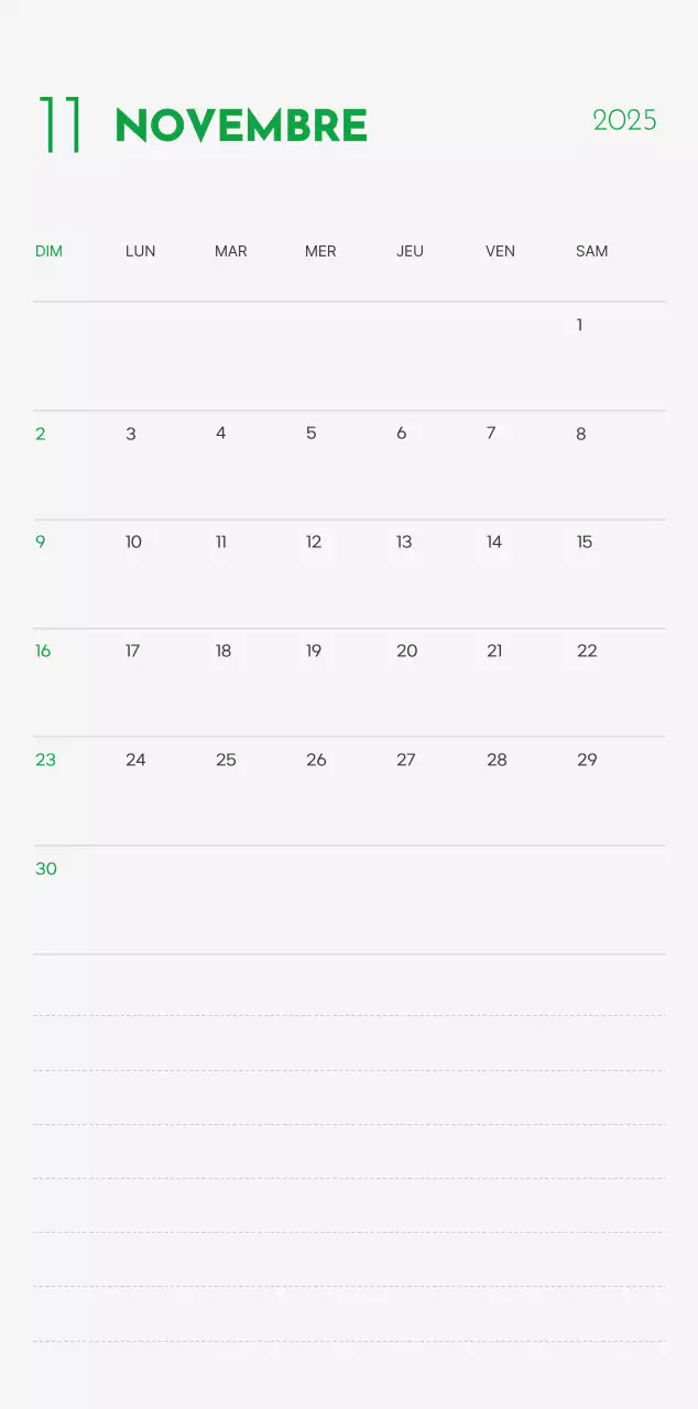 Un calendrier avec une photo de chiot et un message mignon dans une couleur verte.