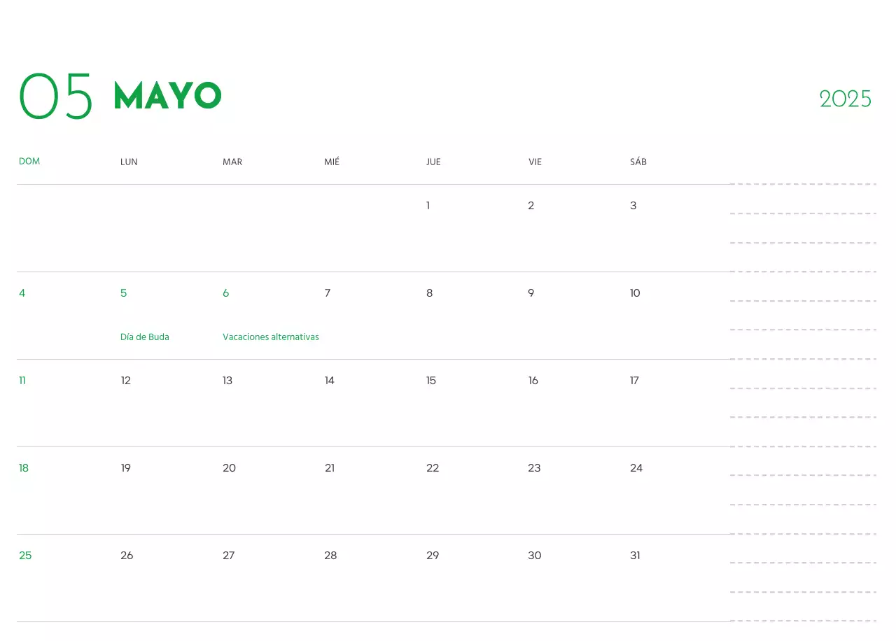 Un calendario con una foto de un cachorro y un bonito mensaje en color verde