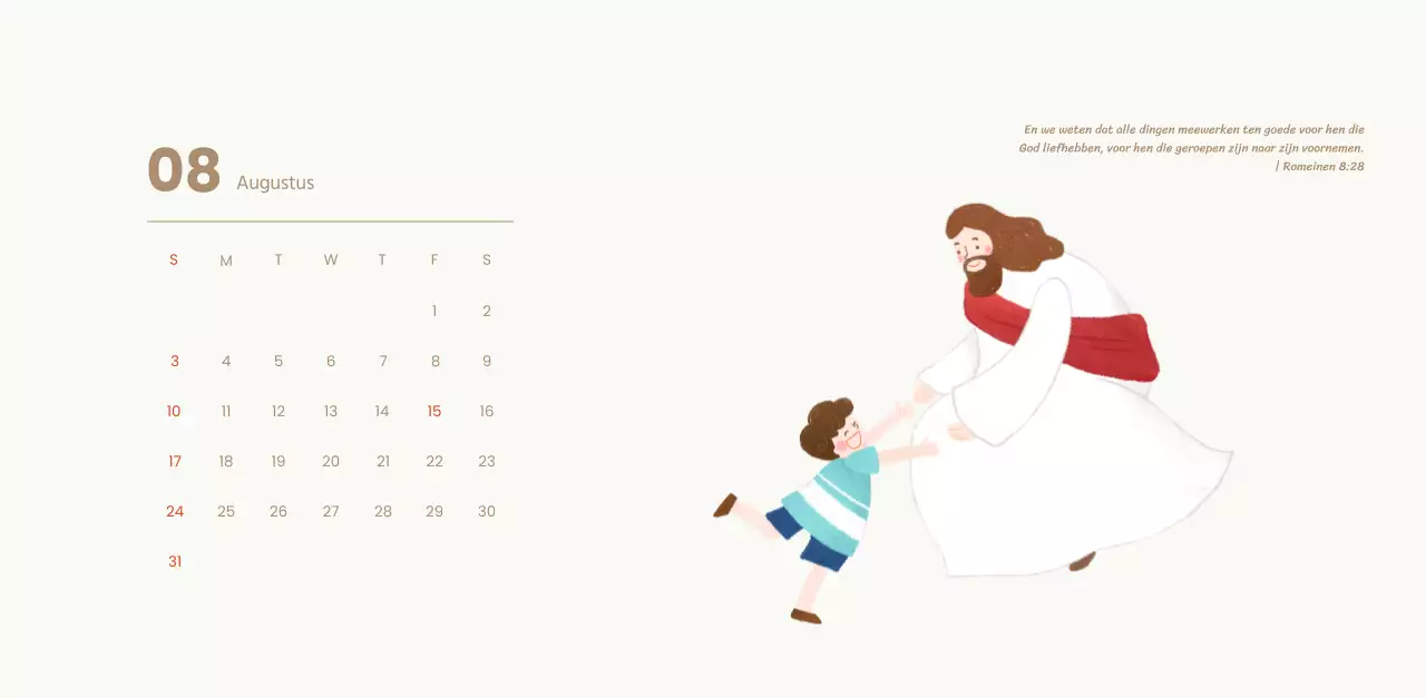 Een devotiekalender met gezellige illustraties en bijbelverzen op een lichtblauwe achtergrond