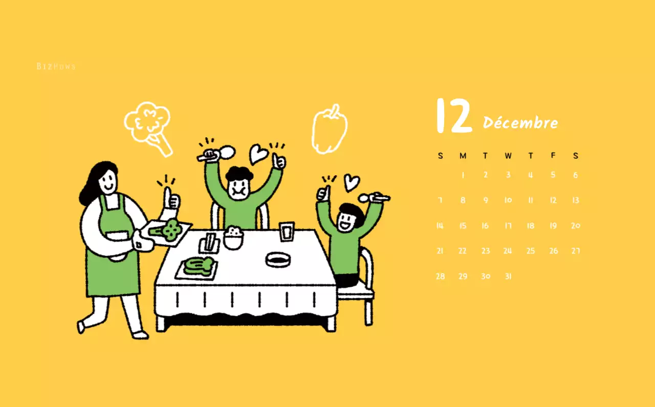Calendrier du Nouvel An avec de jolies illustrations