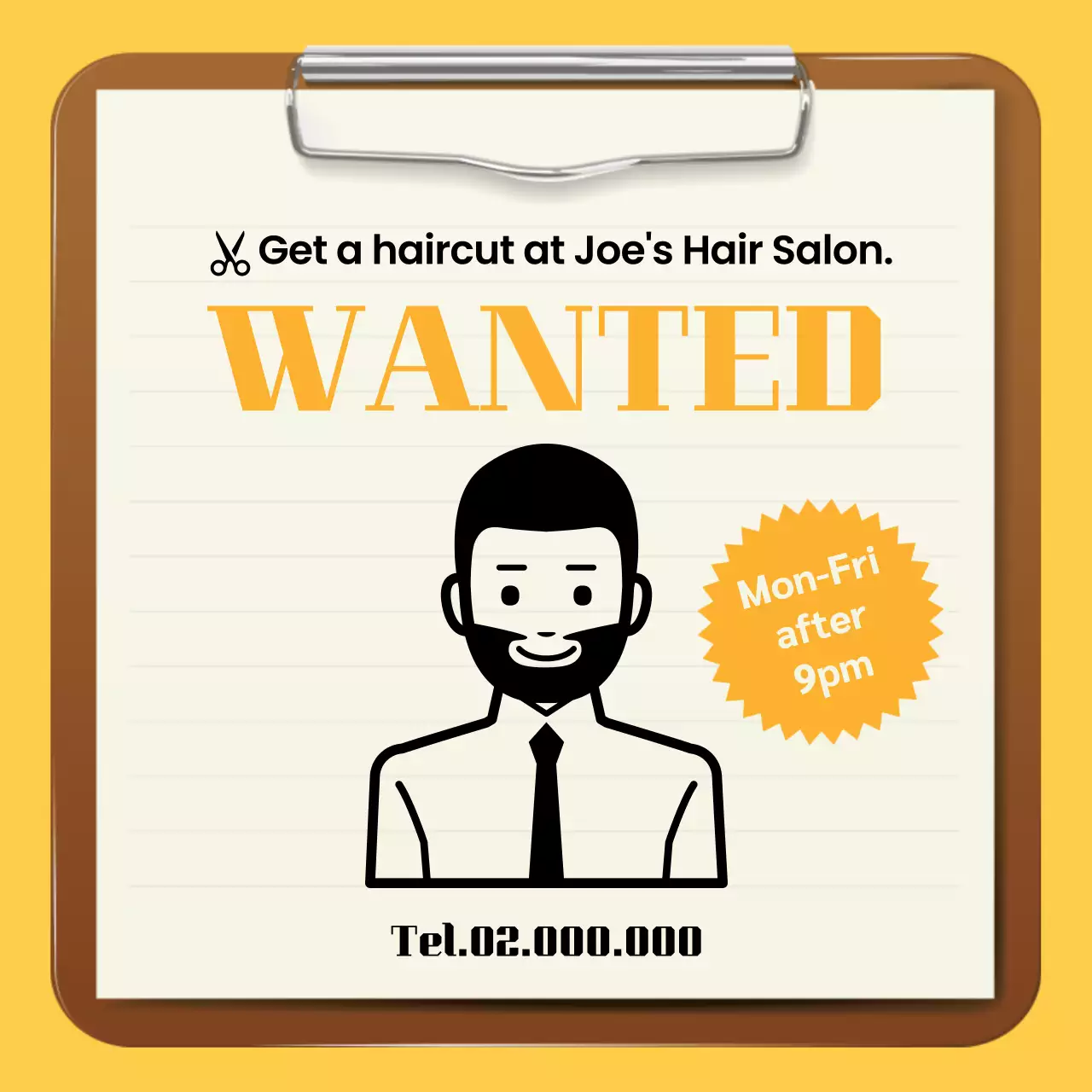 Yellow Retro Haircut Advertisement Social Media Post