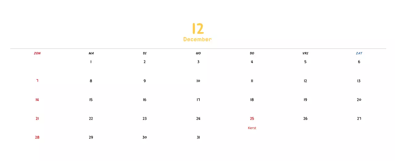 Nieuwjaarskalender met schattige illustraties