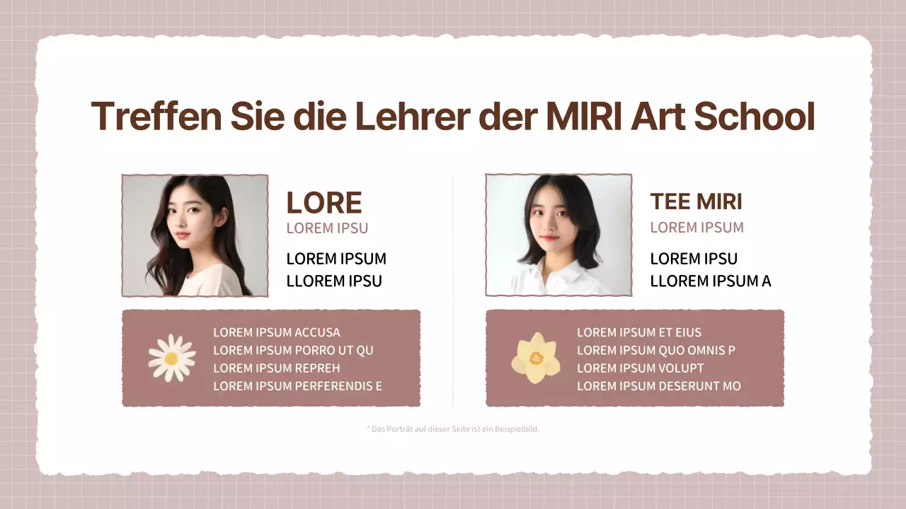 Ein gemütlicher beige-brauner Kunstschulprospekt