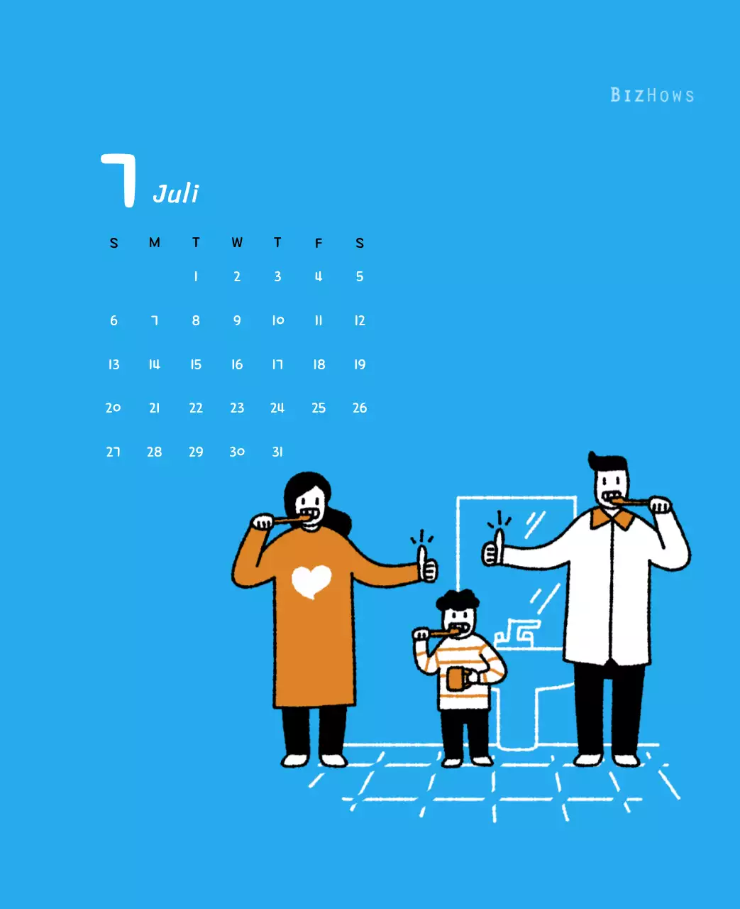 Neujahrskalender mit niedlichen Illustrationen