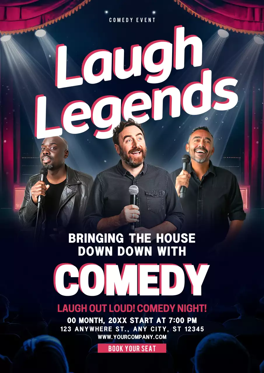 Blue Modern Comedy Event Poster