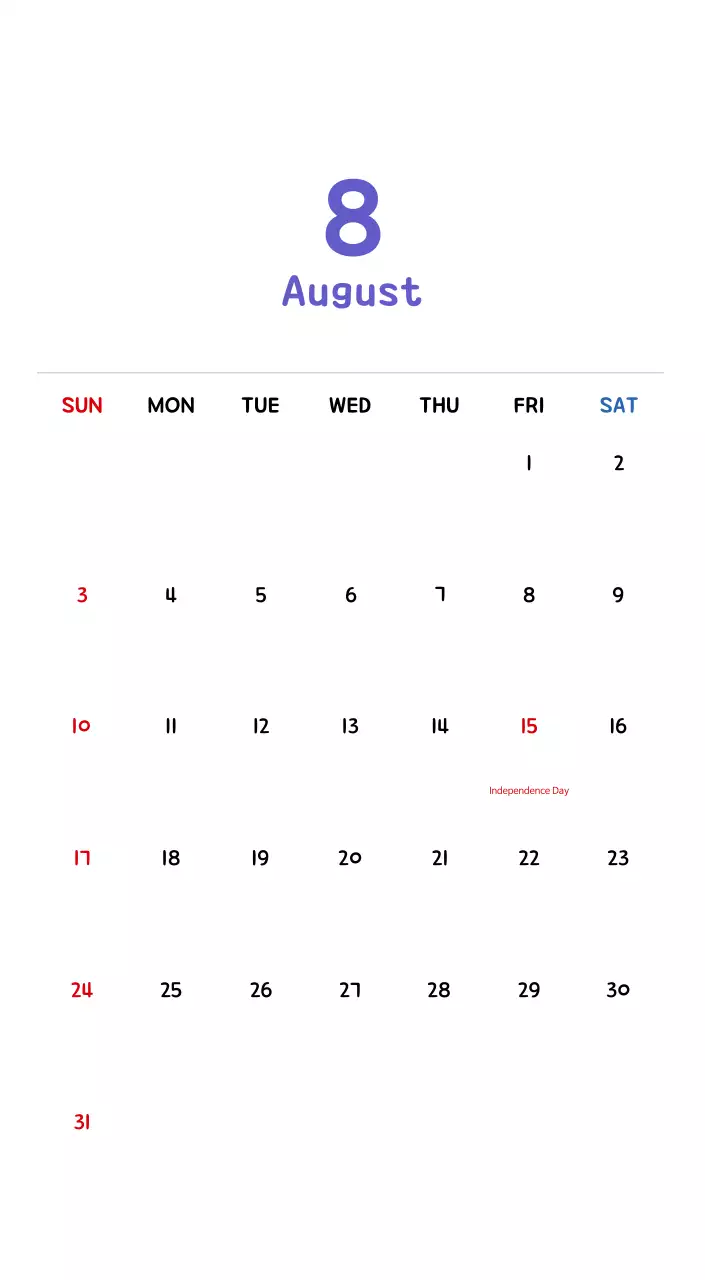 New Year's calendar with cute illustrations