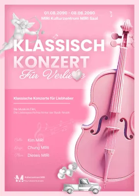 Förderung von Vintage-Musikkonzerten in Rosa und Grau