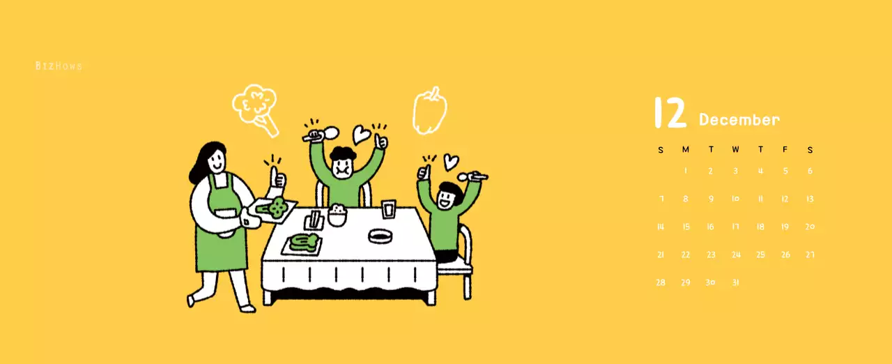 Nieuwjaarskalender met schattige illustraties