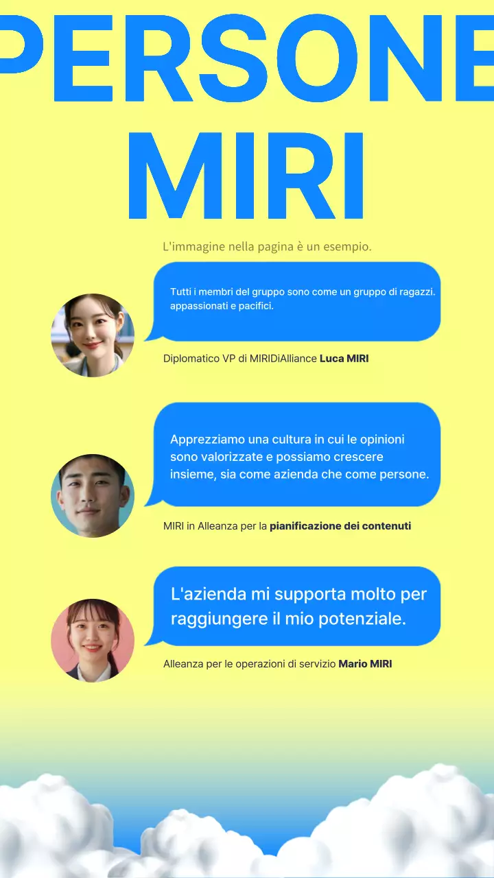 Un simpatico annuncio di reclutamento blu e giallo