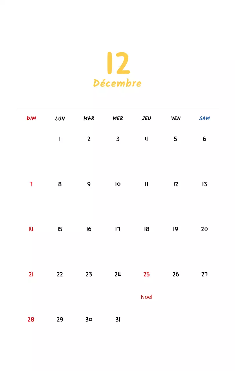 Calendrier du Nouvel An avec de jolies illustrations