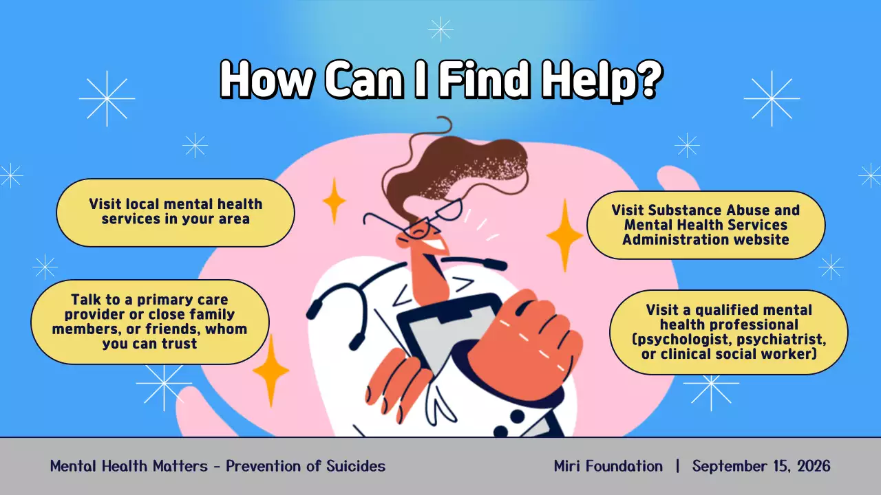 Blue Playful Illustrated Mental Health Matters Presentation