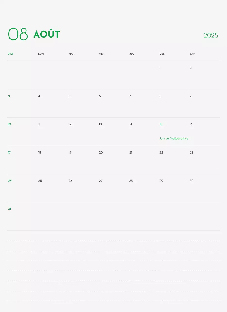 Un calendrier avec une photo de chiot et un message mignon dans une couleur verte.