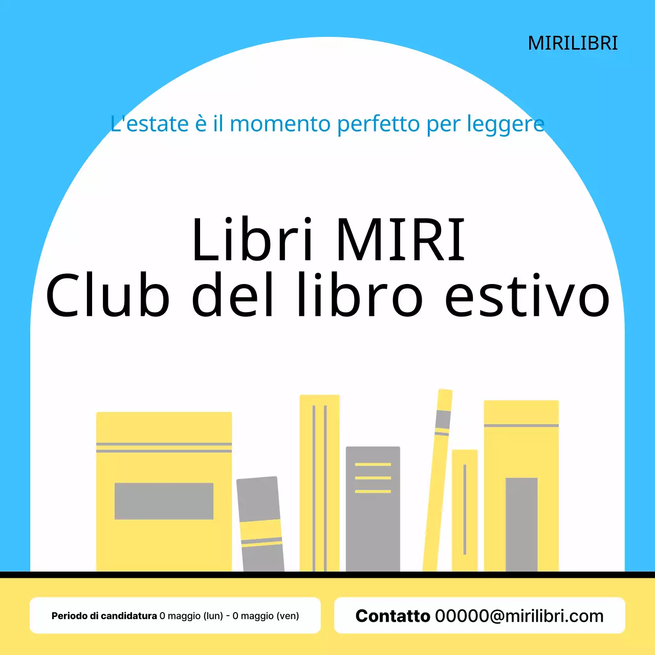 Promuovere un club del libro estivo minimalista in giallo e blu