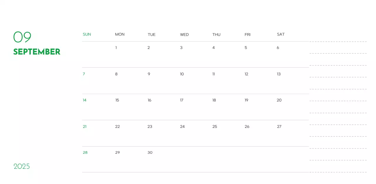 緑色のポイントカラーに子犬の写真とかわいいメッセージの入ったカレンダー