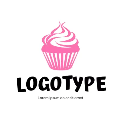 Pink Simple Cupcake Logo