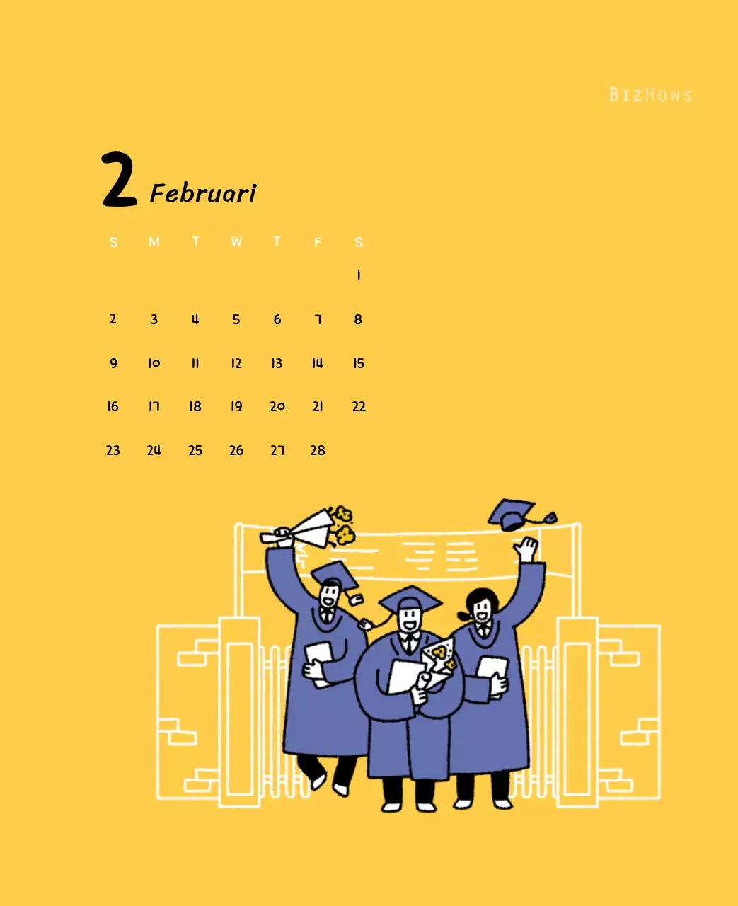 Nieuwjaarskalender met schattige illustraties