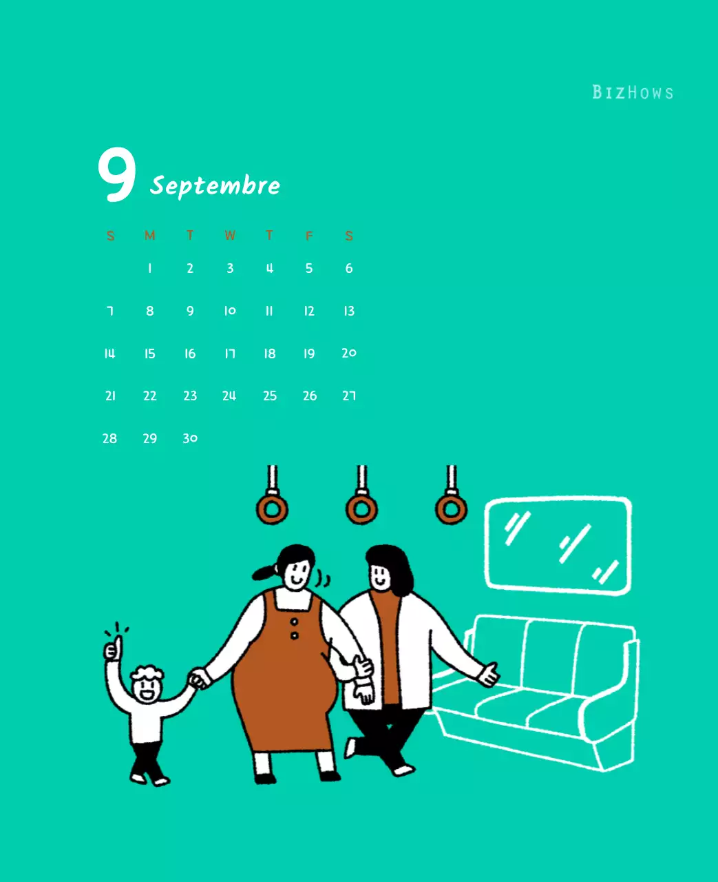 Calendrier du Nouvel An avec de jolies illustrations