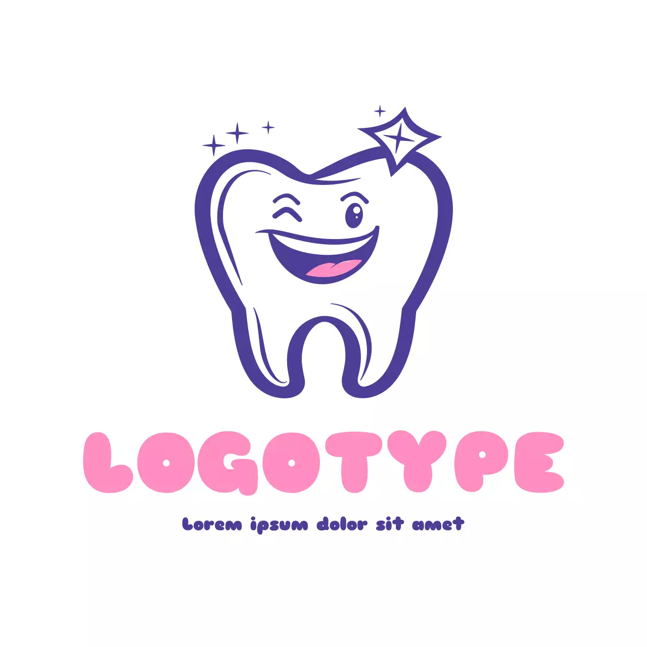 Pink Cartoon Dental Logo