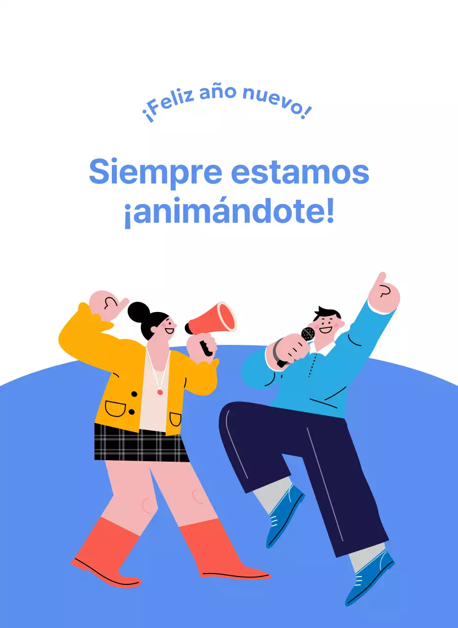 Calendario motivacional con enérgicas ilustraciones y citas positivas sobre fondo azul claro