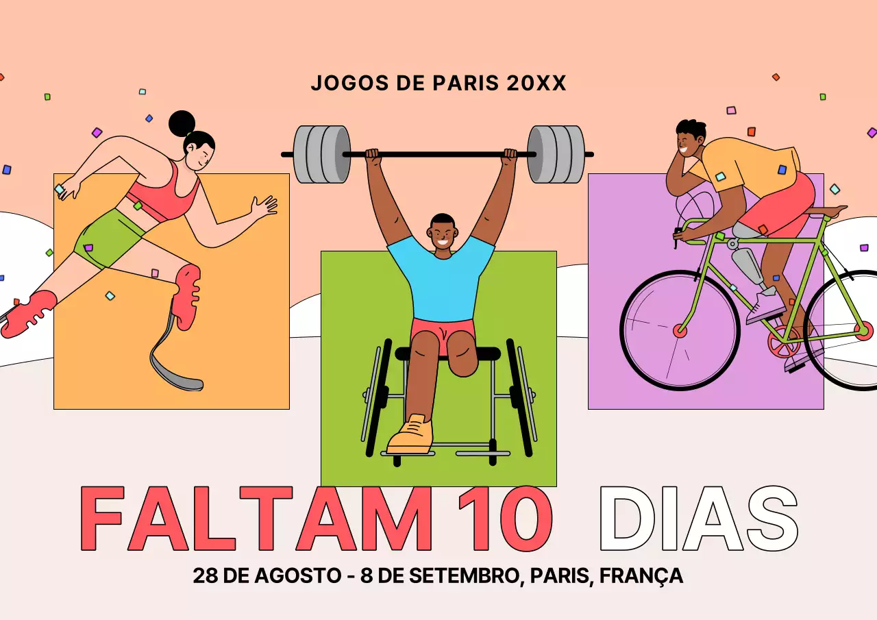 Anúncios de eventos desportivos do Para na moda em chartreuse e laranja