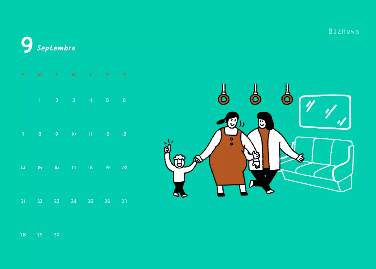 Calendrier du Nouvel An avec de jolies illustrations