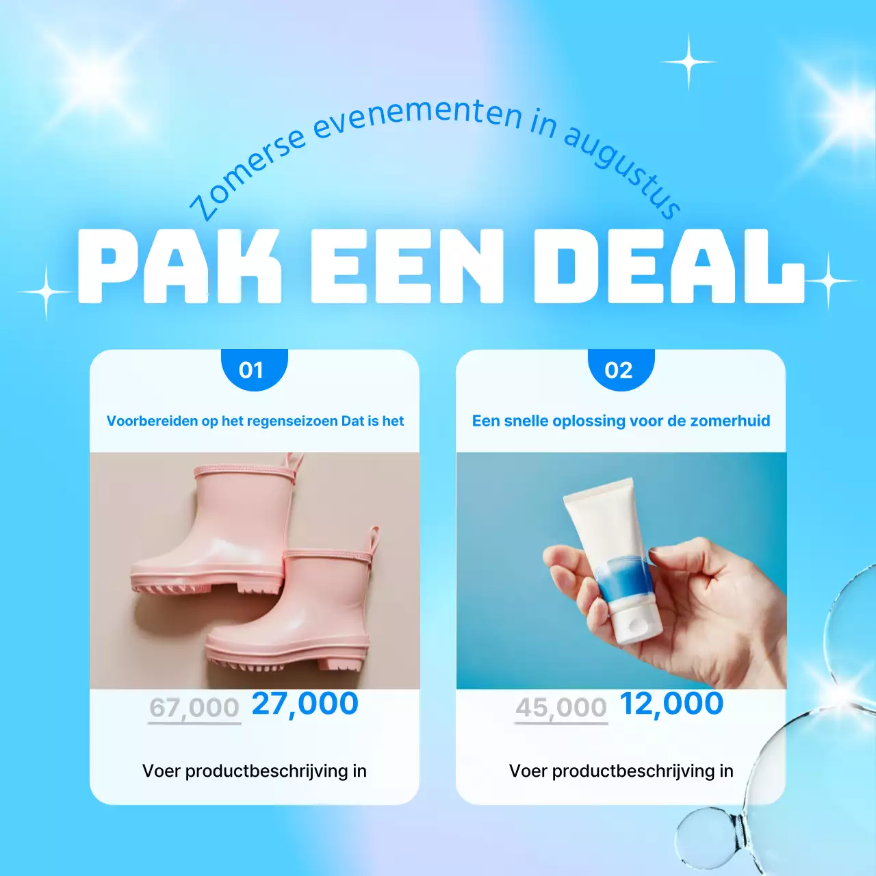 Promoot een mooi zomerevenement in blauw en wit