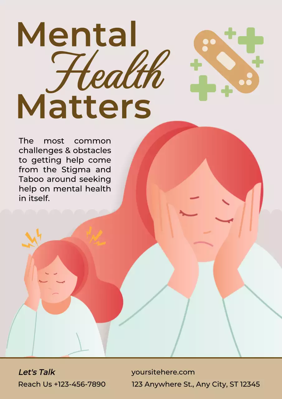 Beige Minimal Mental Health Promotion Poster