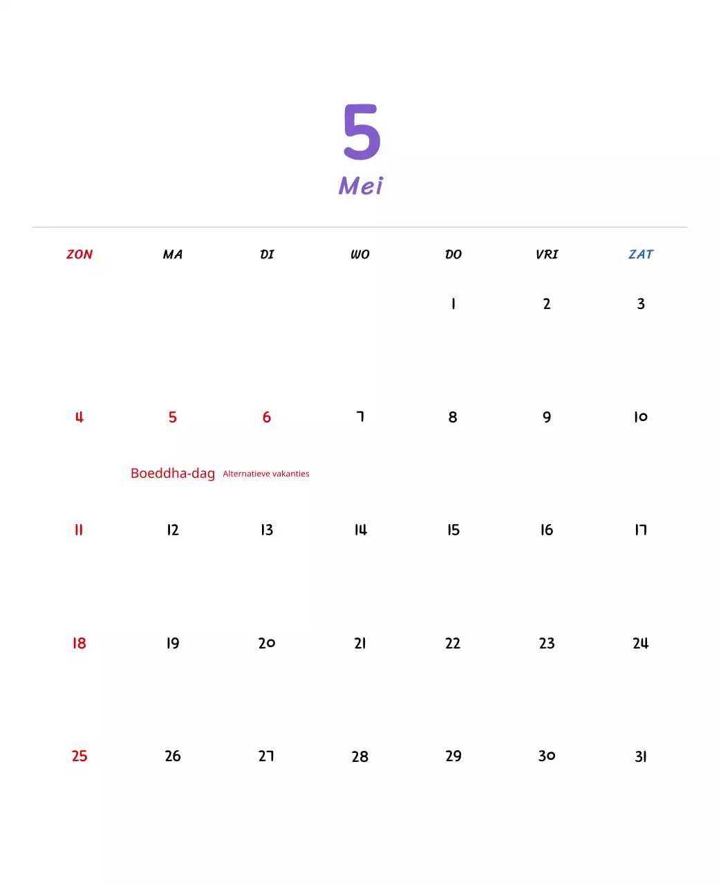 Nieuwjaarskalender met schattige illustraties