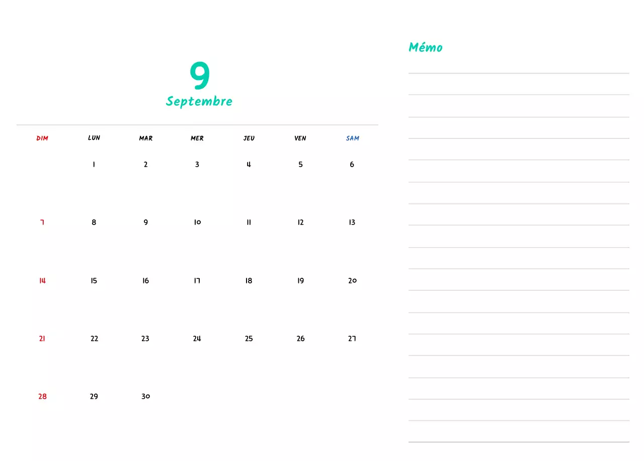Calendrier du Nouvel An avec de jolies illustrations