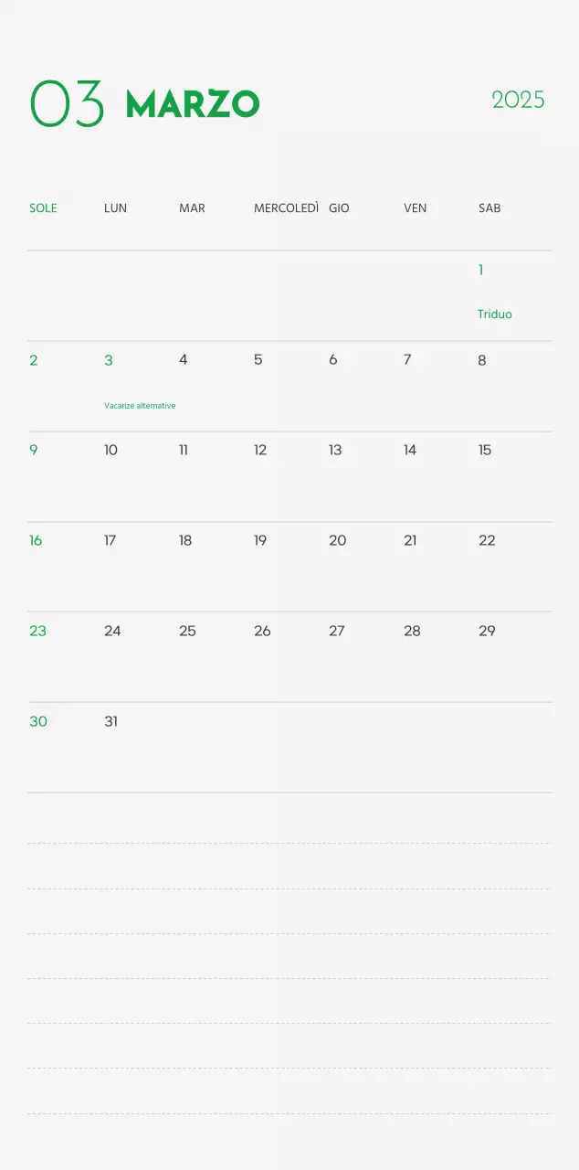 Un calendario con la foto di un cucciolo e un simpatico messaggio in colore verde.
