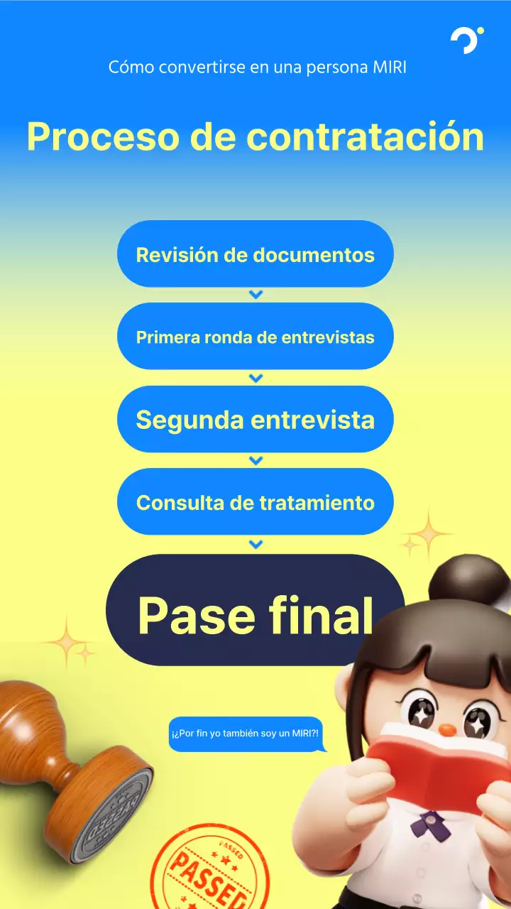 Un bonito anuncio de contratación en azul y amarillo