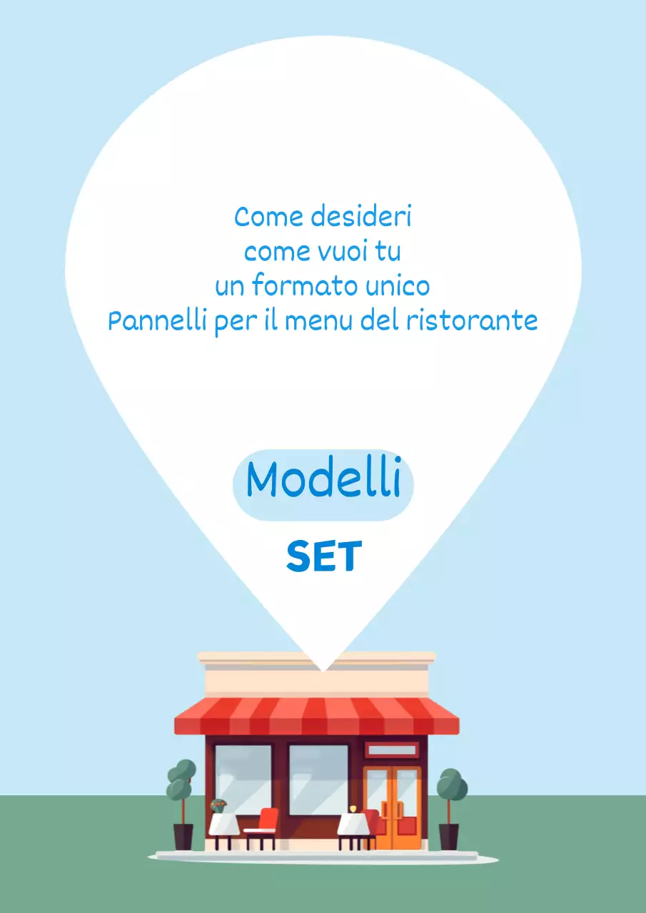 Una collezione di lavagne per menu di ristoranti di tendenza in blu chiaro