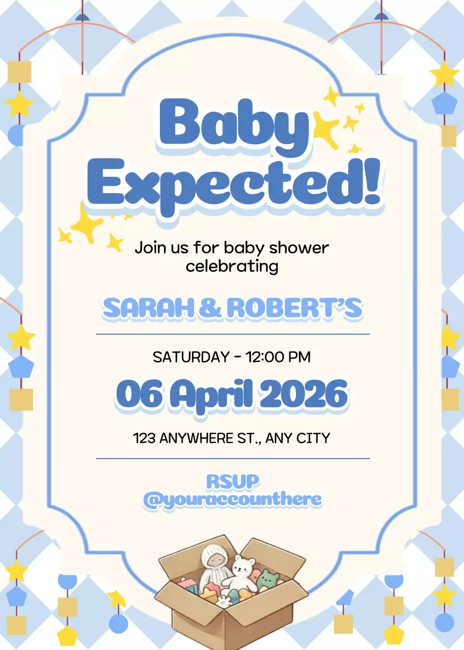 Undangan Baby Shower Biru Lucu