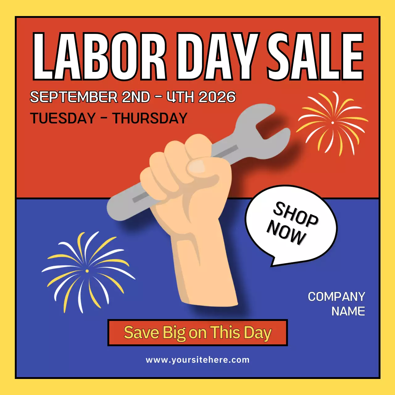 Red Modern Labor Day Promotion Social Media Post
