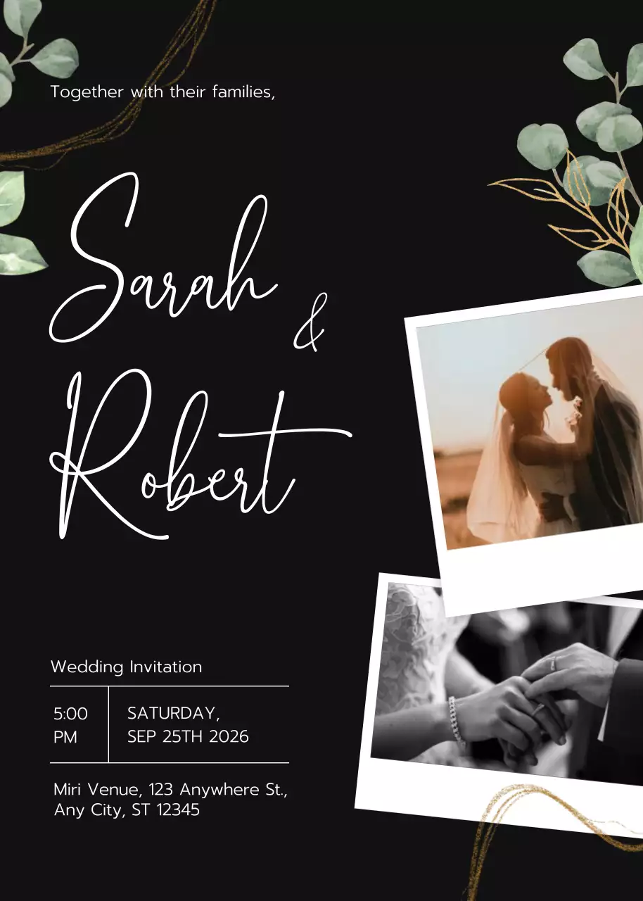 Undangan Pernikahan Modern Hitam