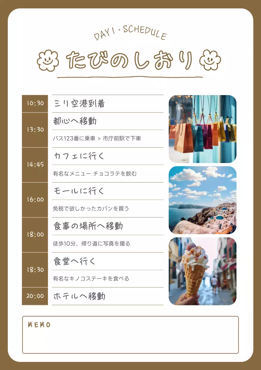 茶色 かわいい 旅行 旅のしおり ポスター