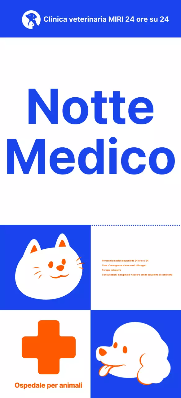 Illustrazione di un semplice animale domestico per la segnaletica di una clinica veterinaria durante la notte