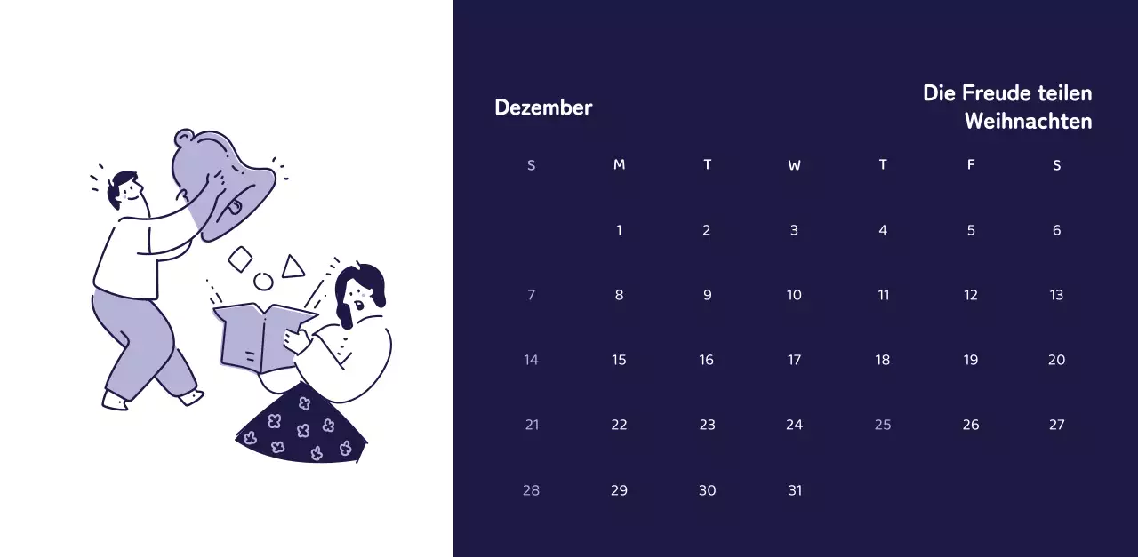 Kalender mit farbenfrohen und emotionalen Illustrationen